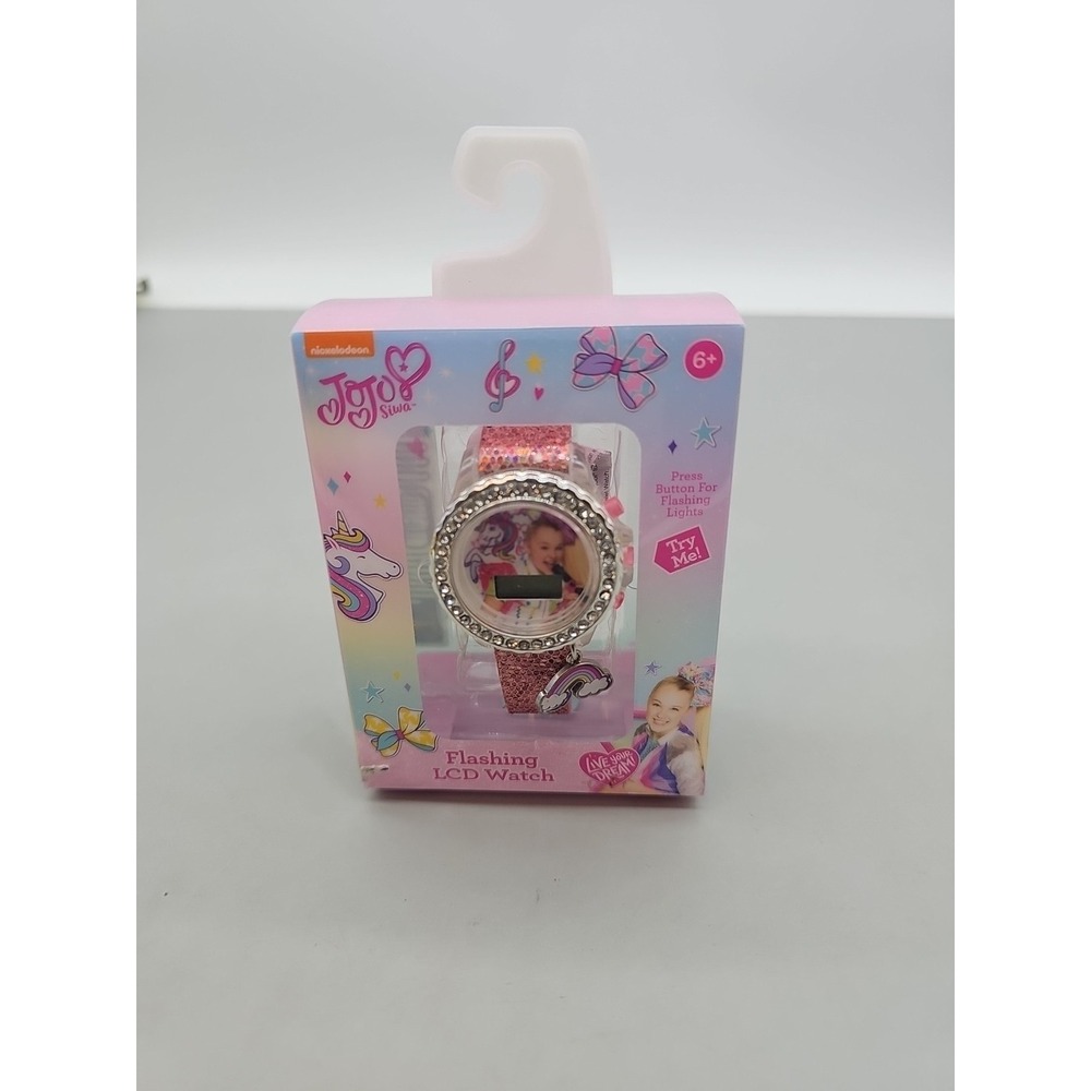 NEW 2021 Nickelodeon Jojo‎ Siwa Flashing LCD Watch Glitter Strap Rainbow Charm